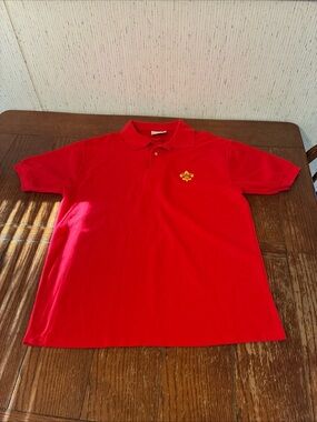 Boy Scouts Of America  BSA Red Polo Shirt Men’s L With Fleur-De-Lis Vintage